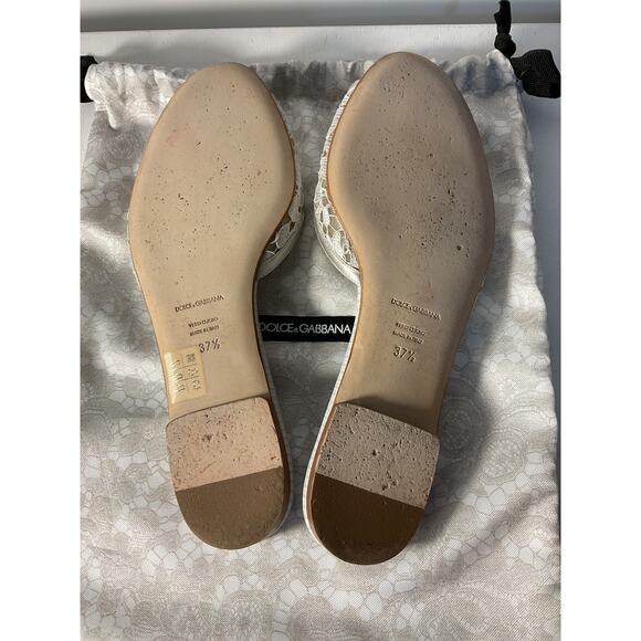 Dolce & Gabbana White Slipper In Lace With Crystals Size 7.5 - Picture 4 of 4